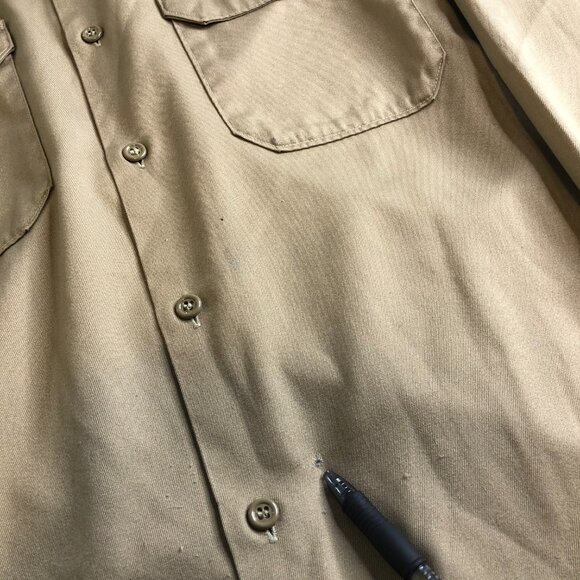 Vintage Big Mac Shirt Mens Large Beige Workwear Button Double Pocket 90s USA - Picture 5 of 10